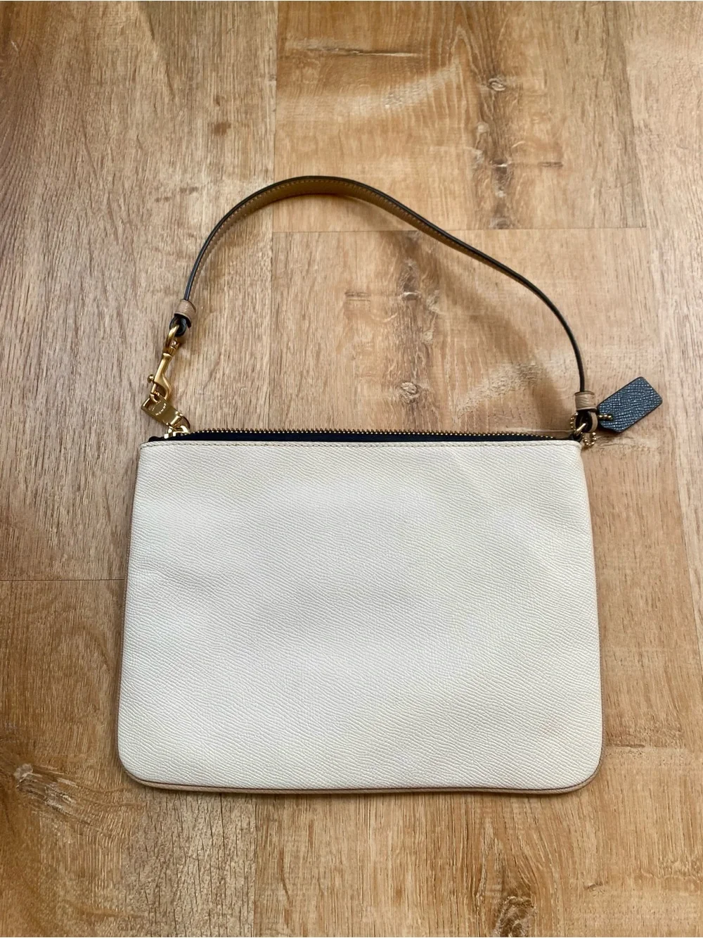 Coach Cream and Black Zip Wristlet